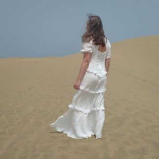 tiered wedding dress with short sleeve