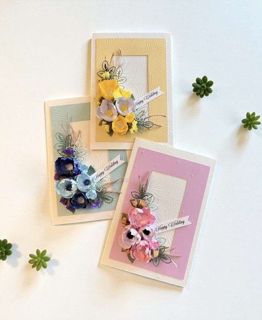 Handmade 3D Floral Wedding Card, Special Occasion Gift, Elegant Wedding Cards