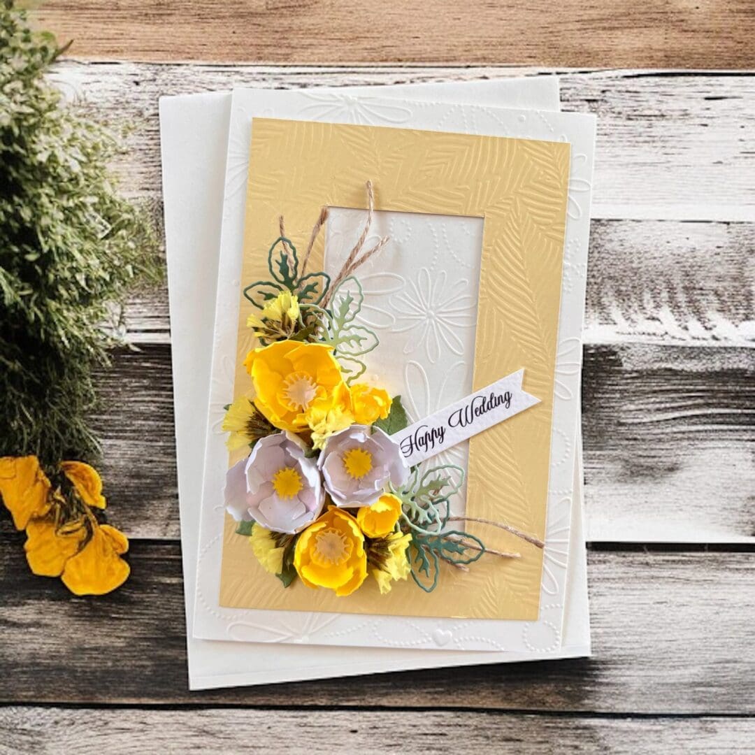 Handmade 3D Floral Wedding Card, Special Occasion Gift, Elegant Wedding Cards - Image 4