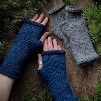 Dark prussian blue handknit chunky alpaca armwarmers