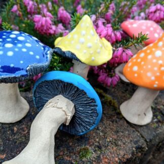 Rainbow mini ceramic mushrooms