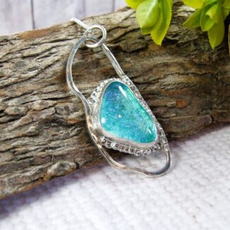 Aqua shimmer silver and glass necklace