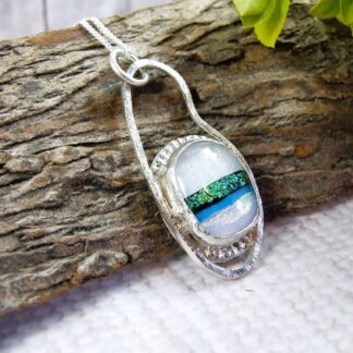 shimmering sea silver and glass necklace