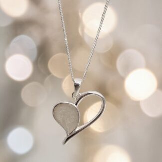 Sterling Silver and Pearl White Resin Heart Pendant