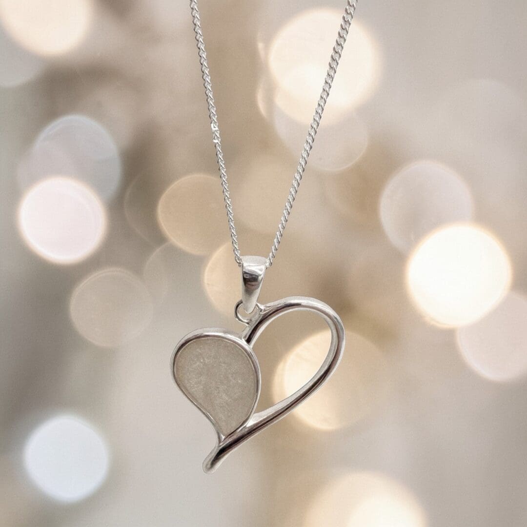 Sterling Silver and Pearl White Resin Heart Pendant