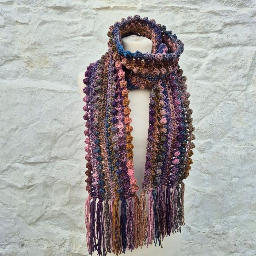 beautiful boho crocheted scarf