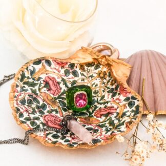 Roses & Birds Decoupaged XL Scallop Shell Trinket/Ring Dish