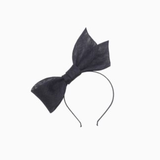 black sinamay bow fascinator headband for weddings, parties, race days