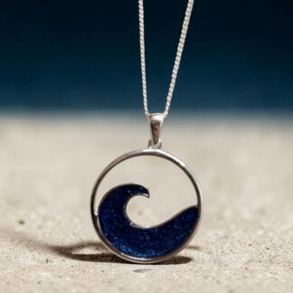 Sterling Silver and Navy Resin Wave Pendant