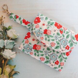 key chain purse card wallet in pretty cotton print