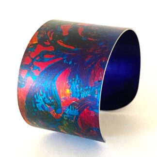 Sunset - handmade abstract wide anodised aluminium cuff bangle