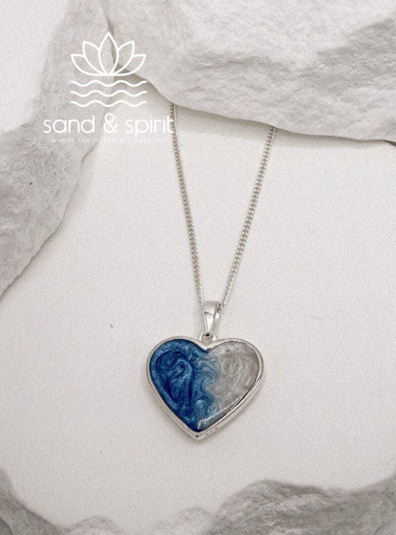 Sterling Silver Ocean Heart Pendant Necklace - Image 3
