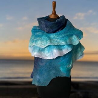 handmade-felt-shawl-double-wave-blue-turquoise-marian-may-textile-art