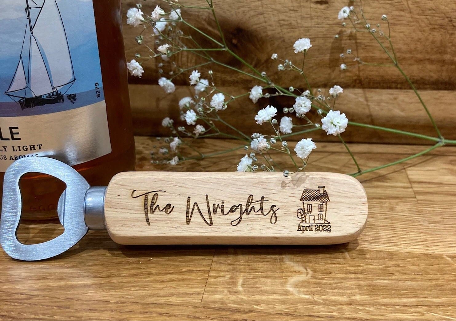 Personalised Wooden Bottle Opener: Engraved New Home Gift - Image 3
