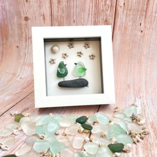 Handmade Sea Glass Bird Art: Stargazing Coastal Decor