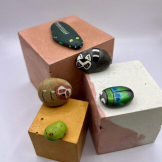 Pebble Pets - 5 handpainted animals in box/Arctic, woodland, farm, rainforest, zoo, bug, domestic ranges