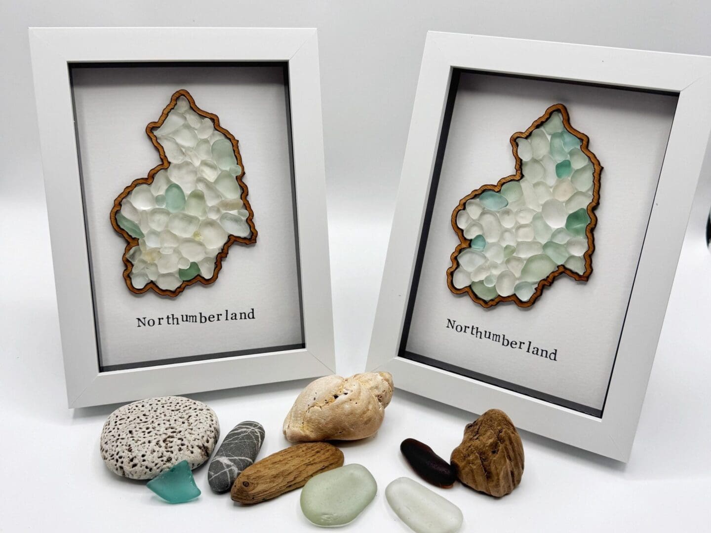 Sea Glass Northumberland Wall Art: Handmade 3D Picture (5x7 inches)