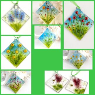 Fused glass Mini flower Suncatchers