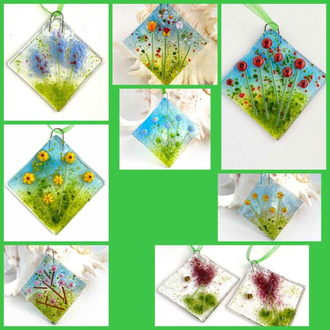 Fused glass Mini flower Suncatchers