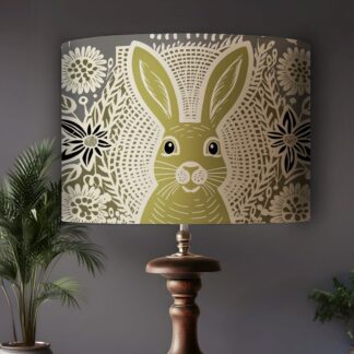 Rabbit Print Lampshade - Modern Art Lightshade Green Grey