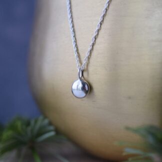 minimalist silver nugget pendant necklace handmade in sterling silver. Perfect for everyday wear, or as a gift for her.