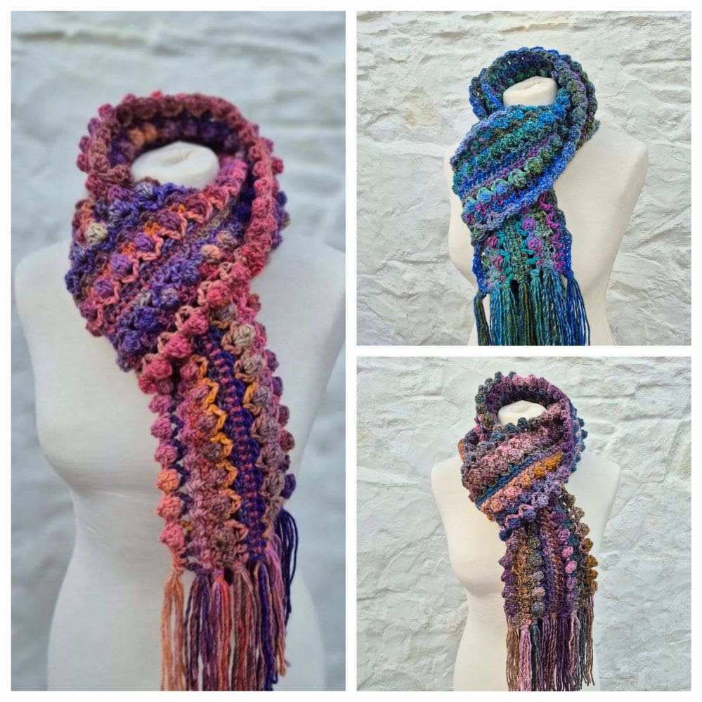 sirdar jewelspun crochet scarves