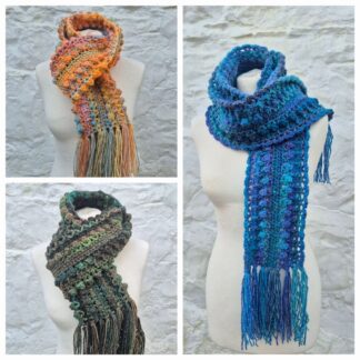 sirdar jewelspun crocheted scarves
