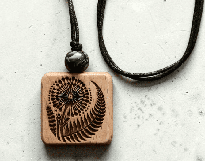 Wooden Engraved Dandelion Pendant Necklace - Image 3