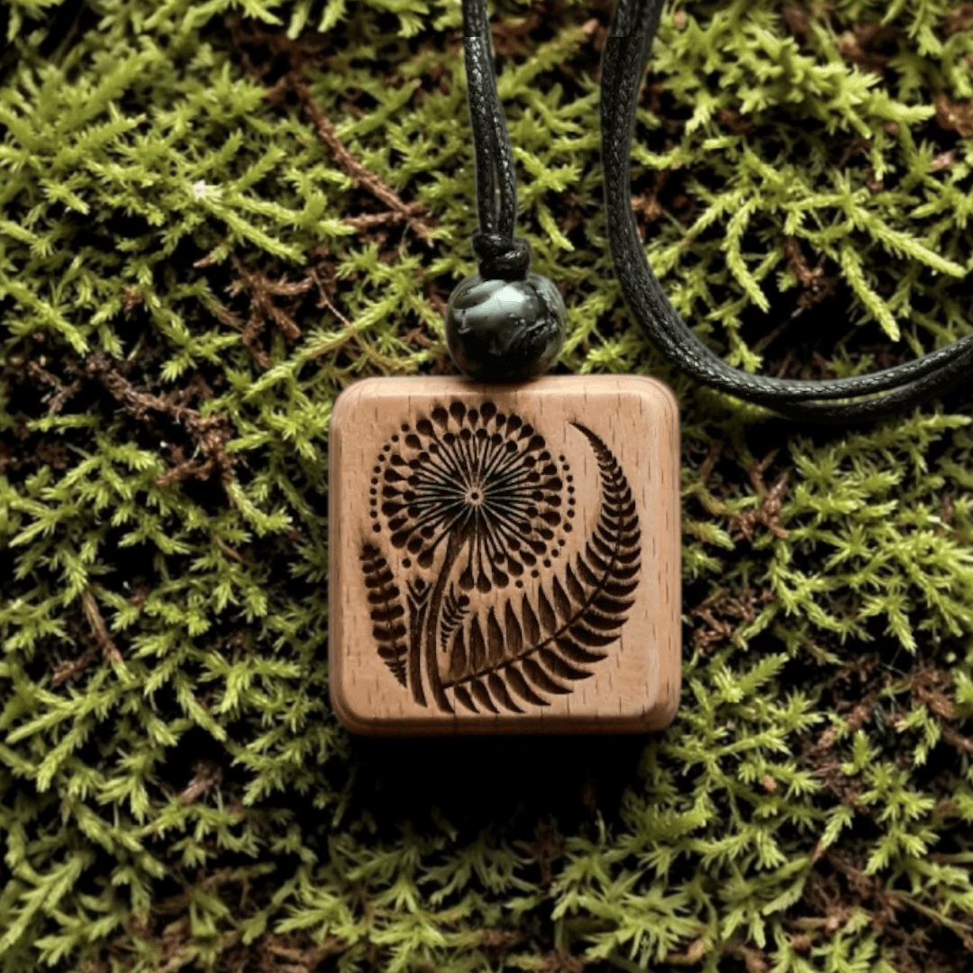 Wooden Engraved Dandelion Pendant Necklace - Image 4