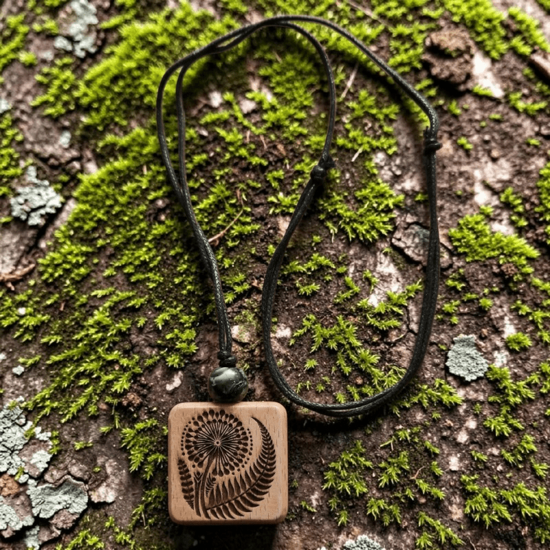 Wooden Engraved Dandelion Pendant Necklace - Image 5