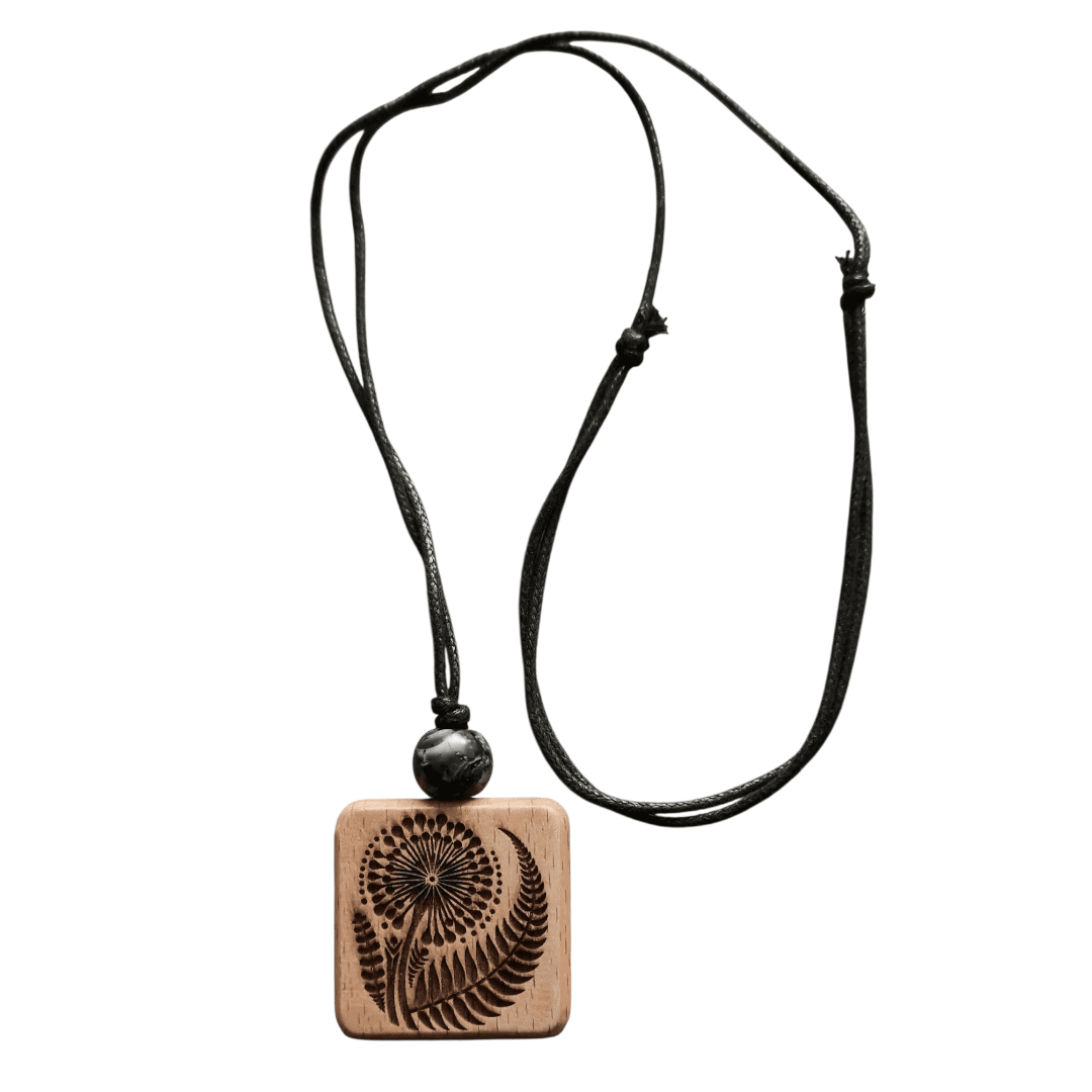 Wooden Engraved Dandelion Pendant Necklace - Image 2