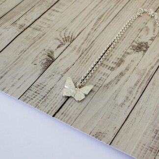 Handmade recycled silver butterfly pendant necklace
