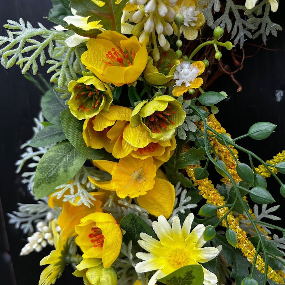 Yellow artificial front door wreath