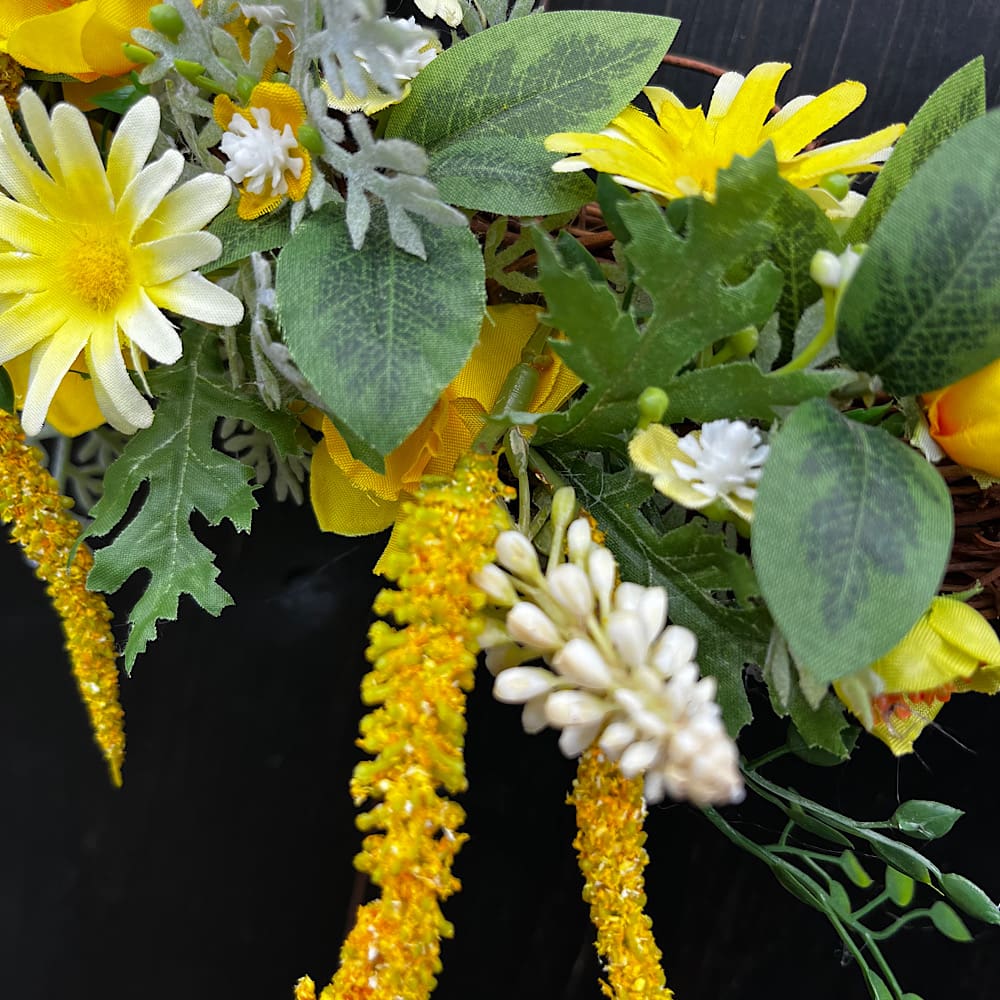 Yellow artificial front door wreath