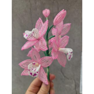 French beaded pink orchid