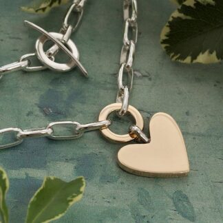 Chunky statement 9ct yellow gold and sterling silver pendant necklace