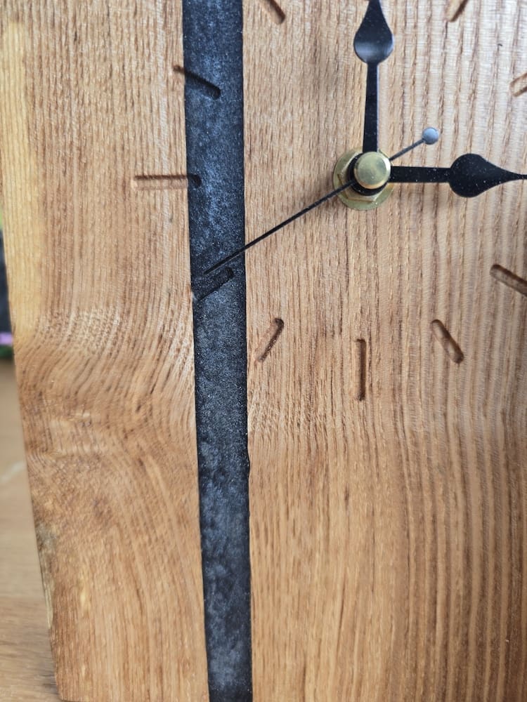 Monolithe Wooden Mantle Clock European Walnut Resin Seam - Image 7