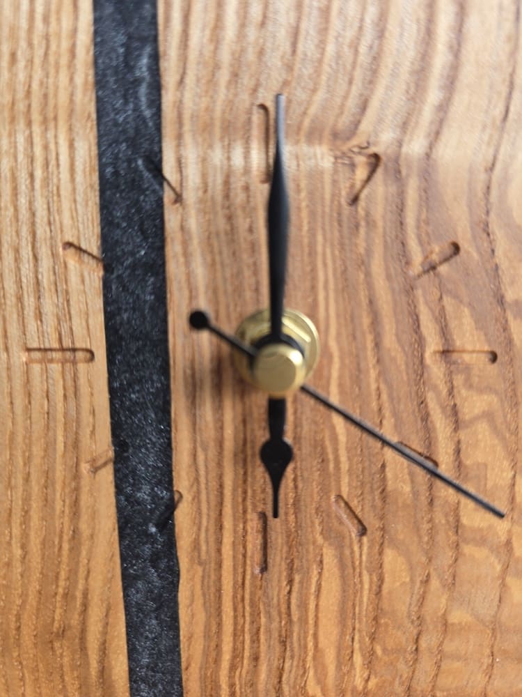 Monolithe Wooden Mantle Clock European Walnut Resin Seam - Image 8
