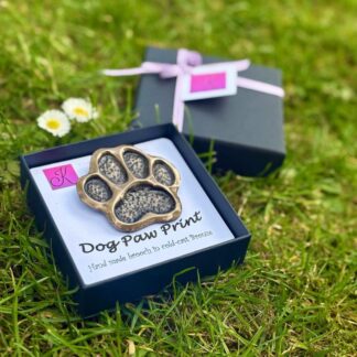 Dog Paw Print Metallic Brooch Pin