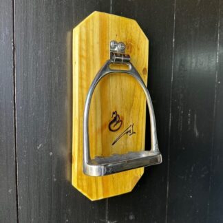 Riding Stirrup Iron & Wooden Door Knocker - Unique & Handmade In The UK