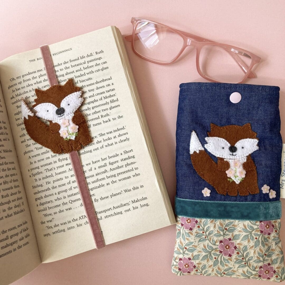 Matching fox glasses case and bookmark making a wonderful gift set