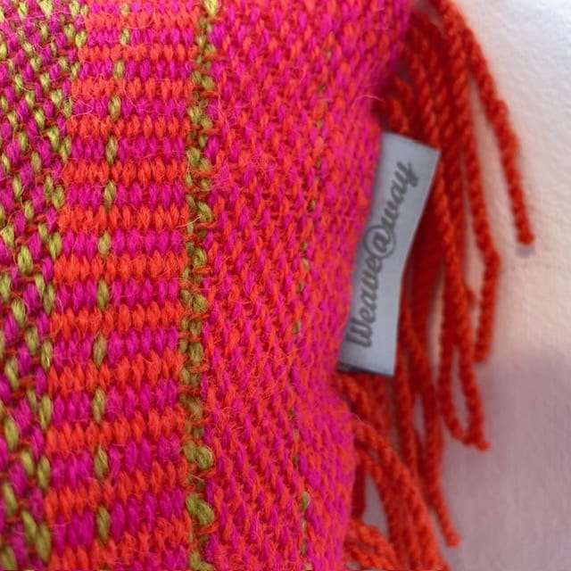 Long cushion with fringing, hand crafted from British wool - Image 5