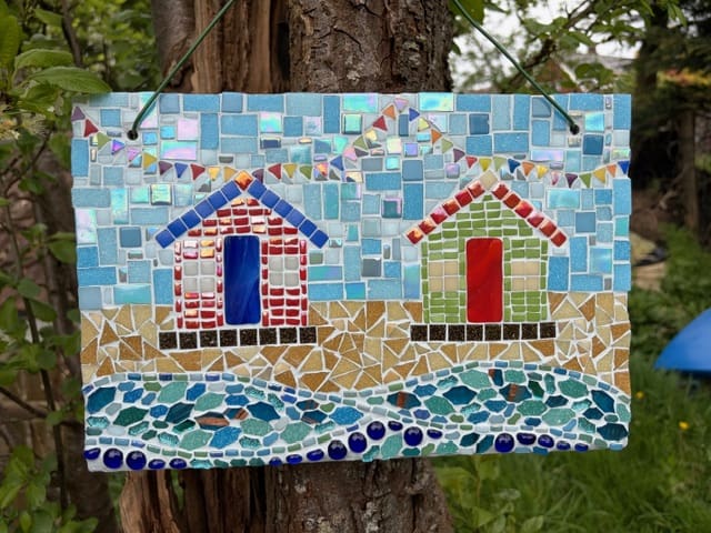 Colourful Coastal Charm - Beach Hut Mosaic for garden Display. - Image 4