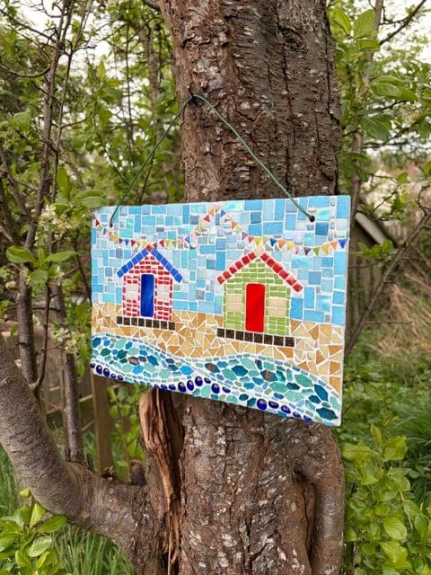 Colourful Coastal Charm - Beach Hut Mosaic for garden Display. - Image 2