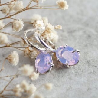 Wisteria | Two-in-One Sterling Silver Textured Hoop Earrings with removable Lavender Quartz Charms