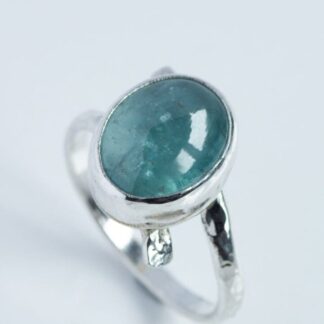 Blue Lagoon | Textured Sterling Silver Ring featuring Paraiba Kyanite stone | Size R/S