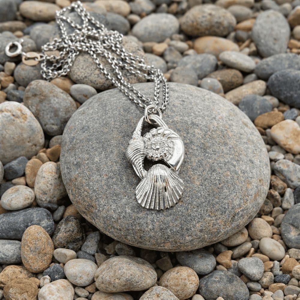 Handcrafted Fine Silver Sea Shell Necklace - Sterling Silver Chain - Image 2