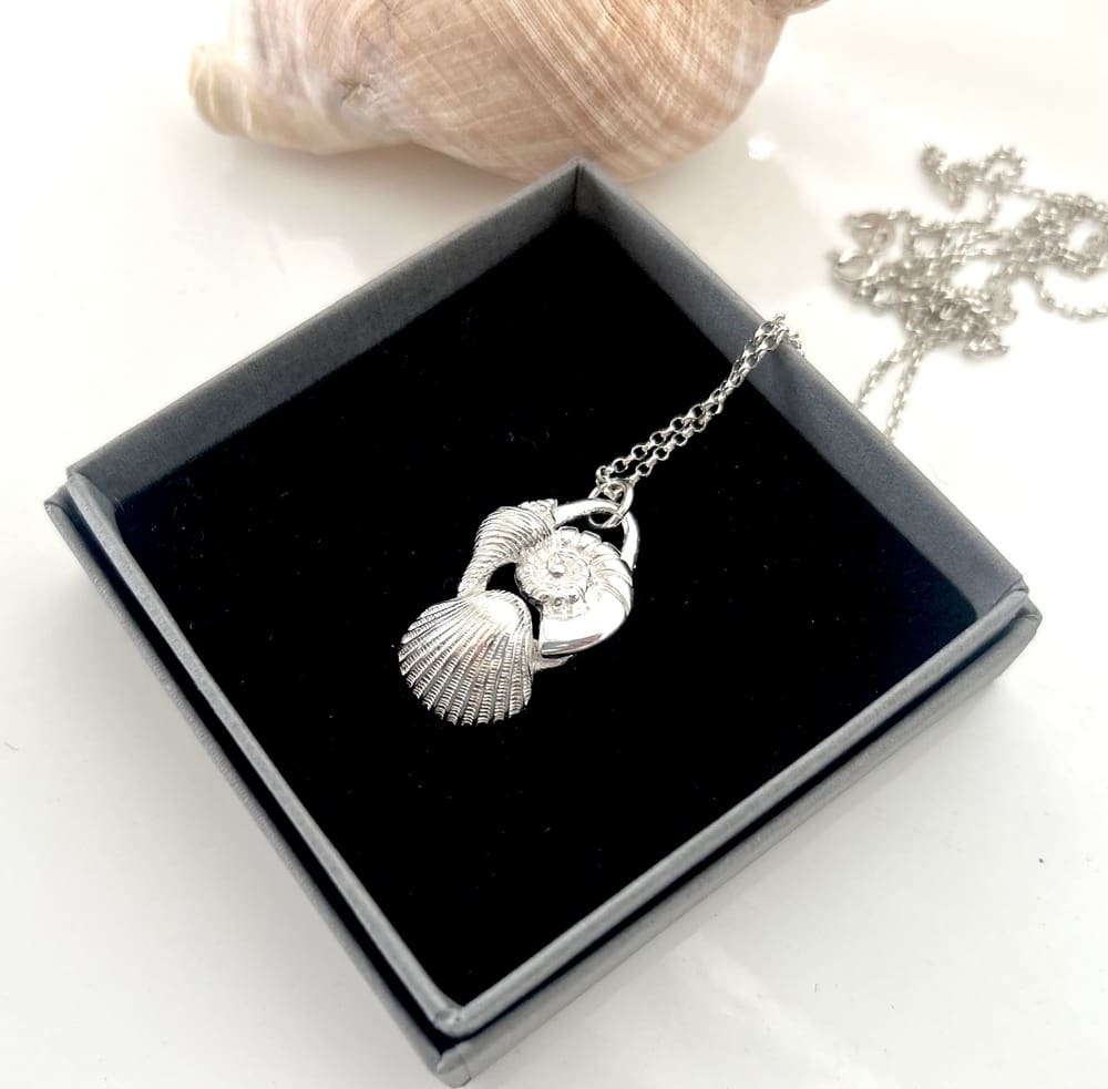 Handcrafted Fine Silver Sea Shell Necklace - Sterling Silver Chain - Image 4