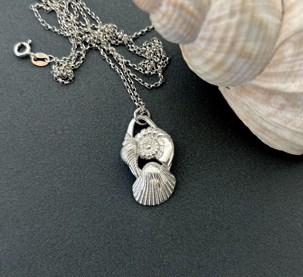 Handcrafted Fine Silver Sea Shell Necklace - Sterling Silver Chain - Image 5