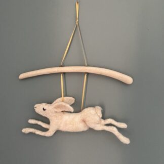 Needle felted leaping hare for the wall